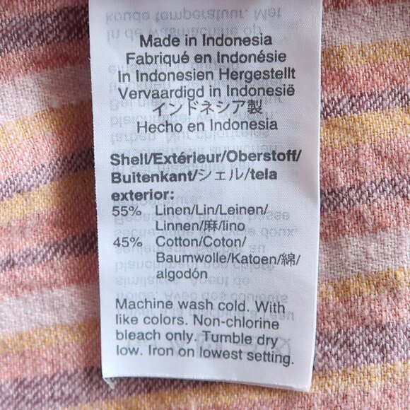 Madewell Linen Button-Back Easy Mini V-neck Short Sleeve Dress Rainbow Stripe S - Picture 9 of 11